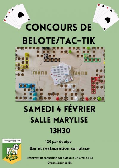 Affiche concours de belote et de tac-tik