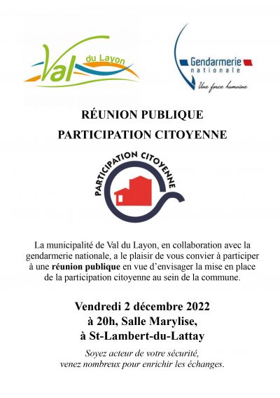 RÉUNION PUBLIQUE - PARTICIPATION CITOYENNE