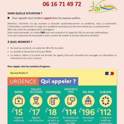 Numéro d'astreinte des élus